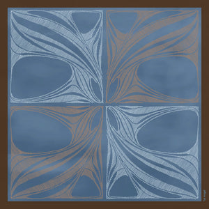 The-Window-of-Blue-Leaves -Silk-Scarf-square-carre-brown-white-135X135 cm-model-full-view-art-nouveau-pattern-hermes