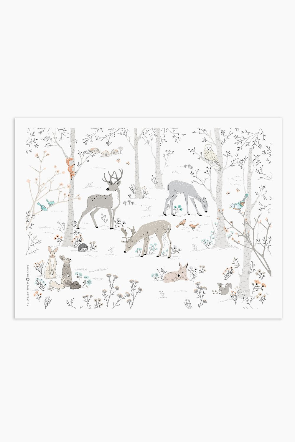 Art Print - Deers In The Wood