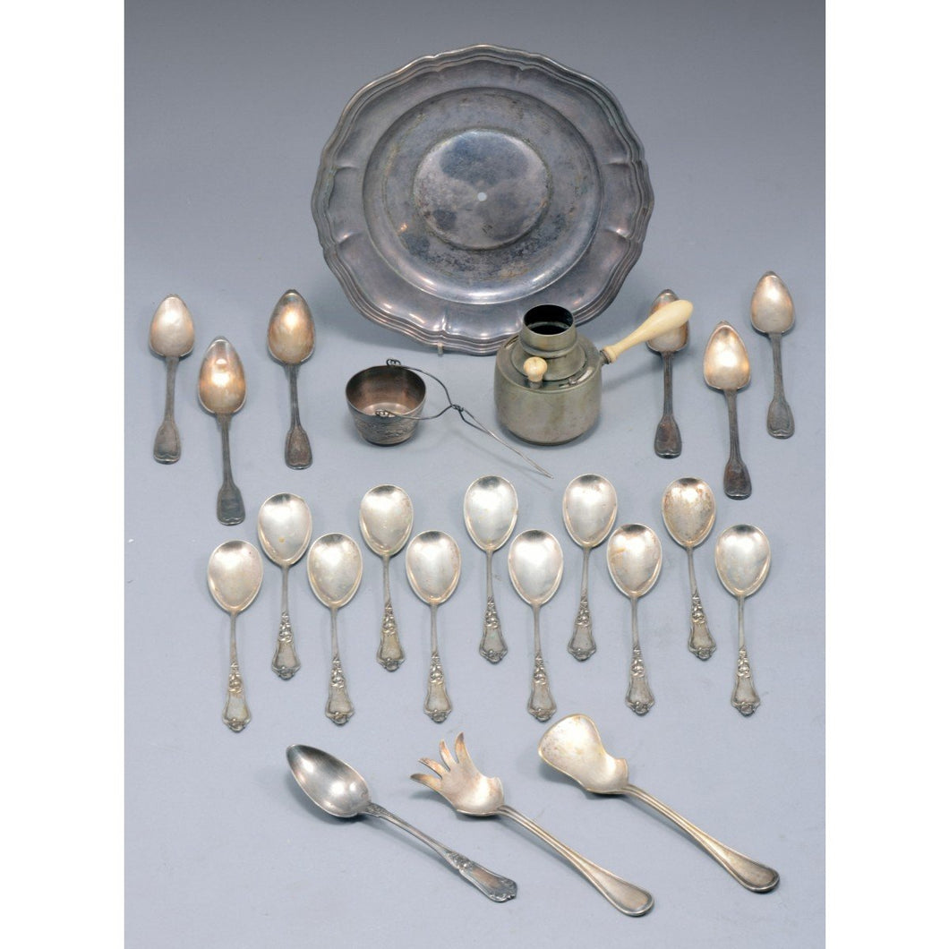 European marked Silver Teaspoons , Silver Dishes and Silver Bowl