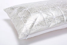 Metallic Foil Print On Fabric Linen 19.5x11.8 Inch White Print On White Fabric, Coated With Silver Foil, Bling cushion