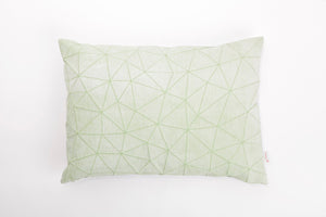 White and Light Green origami throw pillow cover 55x40 cm, 21.6X16 ", Printed geometric cushion cover. Irad pillow
