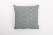 Gray & Green designer throw pillow cover 15.7x15.7” . Japanese inspired decorative design. Removable printed pillow cover. Tamara pillow