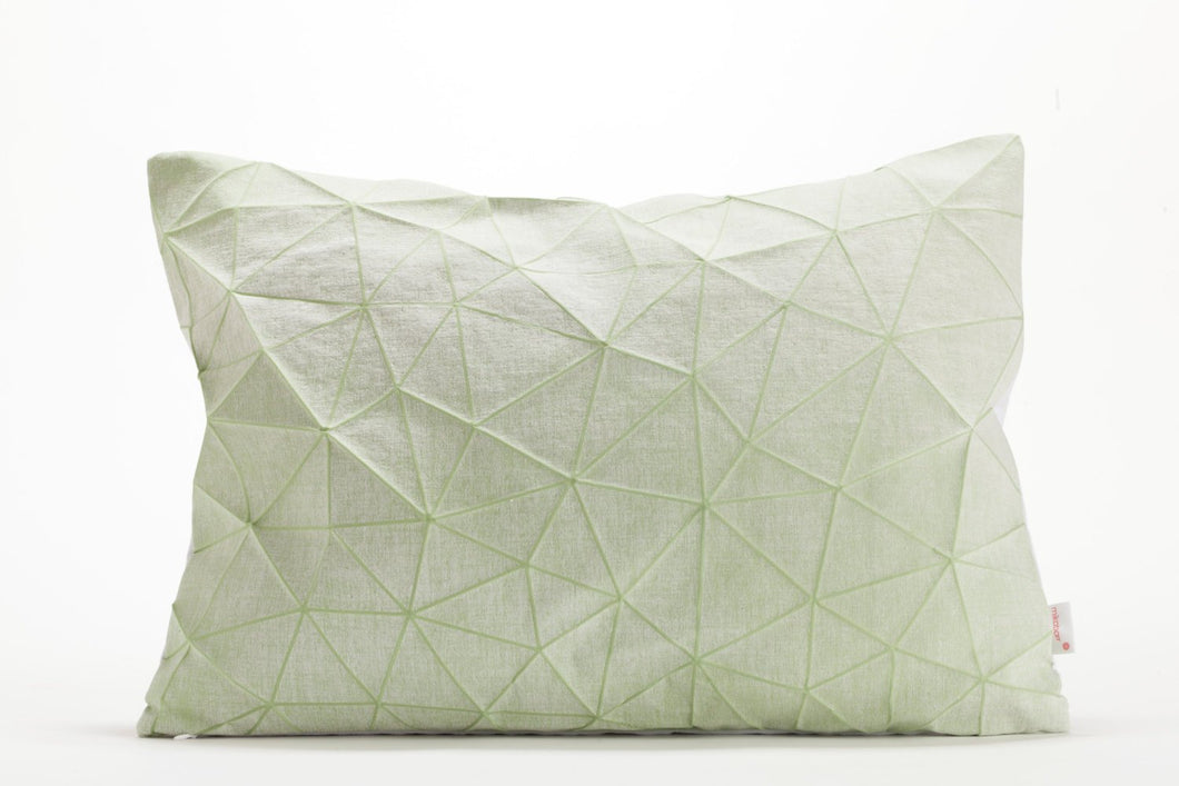 White and Light Green origami throw pillow cover 55x40 cm, 21.6X16 