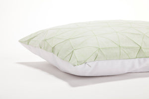 White and Light Green origami throw pillow cover 55x40 cm, 21.6X16 ", Printed geometric cushion cover. Irad pillow