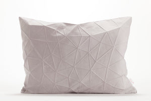 White and Light Grey origami throw pillow cover 55x40 cm, 21.6X16 ", Printed geometric cushion cover. Irad pillow