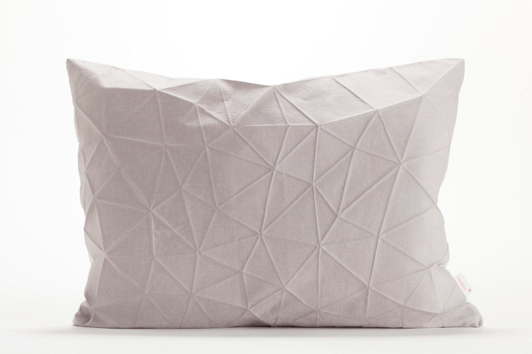 White and Light Grey origami throw pillow cover 55x40 cm, 21.6X16 