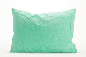 White and Mint origami throw pillow cover 55x40 cm, 21.6X16 ", Printed geometric cushion cover. Irad pillow