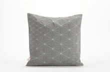 Gray & Green designer throw pillow cover 15.7x15.7” . Japanese inspired decorative design. Removable printed pillow cover. Tamara pillow
