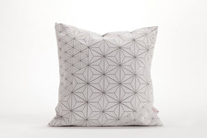 White and Grey designer throw pillow cover 15.7x15.7”. Japanese inspired decorative design. Removable printed pillow cover, Tamara pilow