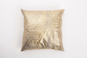 Metallic Foil Print On Fabric Linen 19.5x19.5 Inch White Print On White Fabric, Coated With Gold On Grey Foil, Bling cushion