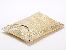 Metallic Foil Print On Fabric clutch bag white Print On White Fabric, Coated With Gold Foil, Goldy bag