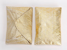 Metallic Foil Print On Fabric clutch bag white Print On White Fabric, Coated With Gold Foil, Goldy bag