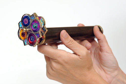 Long Flower wheels Kaleidoscope, Dark Brass Kaleidoscope, Gift Ideas