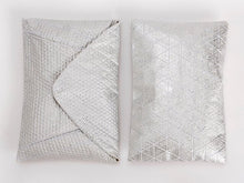 Metallic Foil Print On Fabric clutch bag white Print On White Fabric, Coated With Silver Foil, Goldy bag
