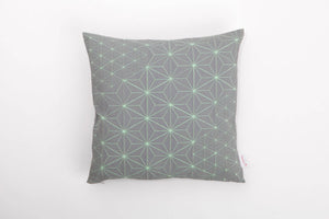 Gray & Green designer throw pillow cover 19.7x19.7” . Japanese inspired decorative design. Removable printed pillow cover. TamaraM pillow