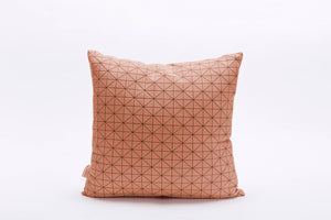 Pink and brown decorative pillow. Geometric designer throw pillow cover 19.5x19.5”  50x50 cm. Removable cushion cover, Geo pillow
