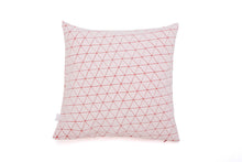 White and Red designer throw pillow cover 19.5x19.5”  50x50cm. Blue geometric textile design. Removable printed pillow cover, Ilay pillow