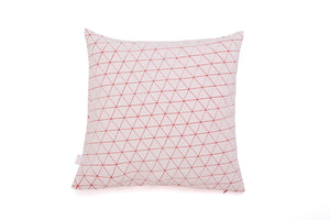White and Red designer throw pillow cover 19.5x19.5”  50x50cm. Blue geometric textile design. Removable printed pillow cover, Ilay pillow