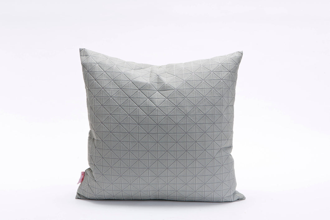 Grey on Grey Square Geo origami Cushion Cover  19.5x19.5” - 50x50cm. Nature inspired Decorative Design. Removable Cotton print, Geo pillow