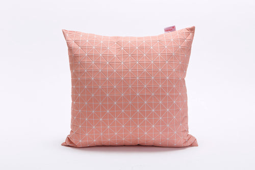 textured designer throw pillow cover 19.5x19.5”  50x50cm. Pink Decorative Design. Removable Cotton print, Geo pillow