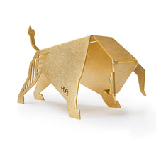 BULL-brass origami. Motivational modern sculpture. Entrepreneur Trading Art. Desk Accessory. Taurus birthday gift