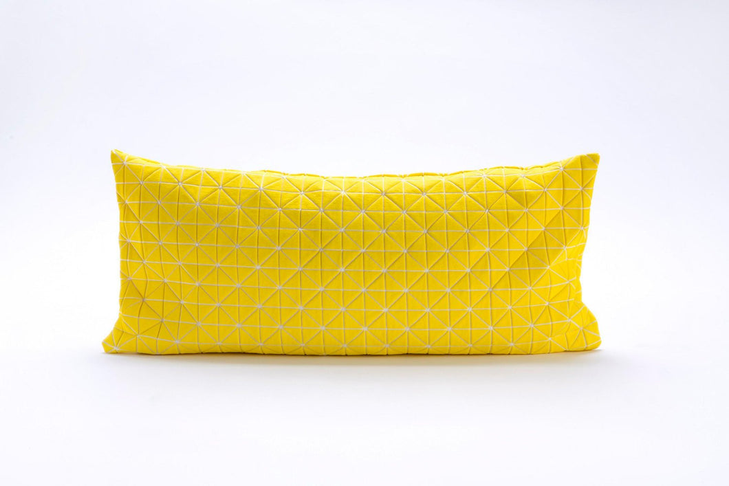 Yellow origami decorative pillow cover 30X60 cm, 11.8X23.6 inch, Printed folding cushion Home decor accessory, Geo pillow