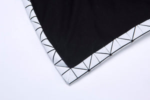 Black and white origami geometric throw 180x180 cm/ 70x70 inch. Printed origami plaid. Modern texture home decor accessory, Fap throw