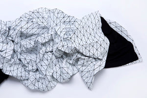 Black and white origami geometric throw 180x180 cm/ 70x70 inch. Printed origami plaid. Modern texture home decor accessory, Fap throw