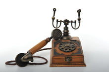 Vintage Wood and Metal Desk Rotary Dial Phone Miniature Antique Trinket Box Unique Decoration