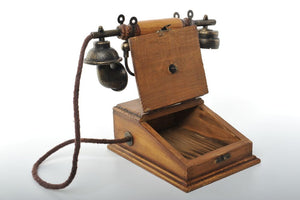 Vintage Wood and Metal Desk Rotary Dial Phone Miniature Antique Trinket Box Unique Decoration