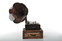 Retro & Vintage Miniature Gramophone Unique Decoration Antique Trinket Box Metal and Wood