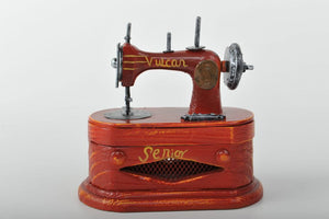 Miniature Red Vulcan Senior Sewing Machine Replica Vintage Decoration Antique Trinket Box