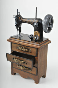 Miniature Sewing Machine Cabinet Vintage Decoration Antique Trinket Box