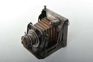 Retro Wood and Metal Replica of an Accordion Camera Vintage Decoration Antique Trinket Box