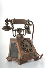 Rusty Vintage Wooden Rotary Dial Phone Miniature Antique Trinket Box Unique Decoration