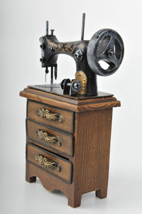 Miniature Sewing Machine Cabinet Vintage Decoration Antique Trinket Box