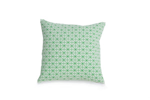textured designer throw pillow cover 19.5x19.5”  50x50cm. Green Decorative Design. Removable Cotton print, Geo pillow