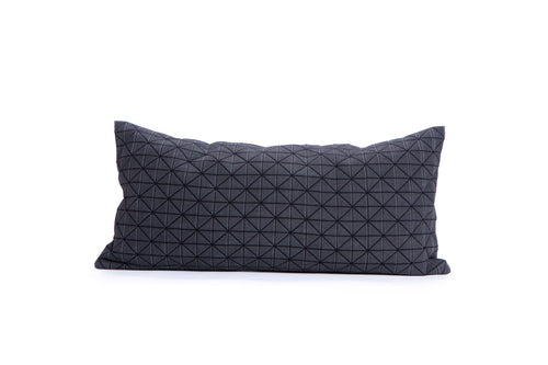 Black origami pillow, decorative removable cover 23.6X11.8 inch, screen printed pillow Home decor accessory, Geo pillow