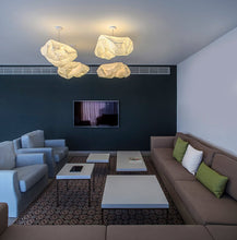 Origami pendant lamp, White textile shade, fabric lighting, 75X50X25 cm, 29.5X19.6X9.8 inch, Home decor accessory