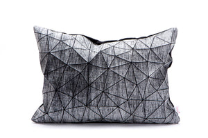 Black and white origami geometric pillow cover 55x40 cm, 21.6X16 inch, Printed folding cushion, Home decor accessory. Irad pillow