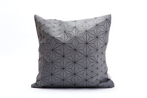 Grey and Black Geometric Japanese inspired decorative, 15.7x15.7”. Removable cotton pillow cover, designer throw cushion cover Tamara pillow