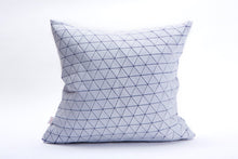 White and purple designer throw pillow cover 19.5x19.5”  50x50cm. Blue geometric textile design. Removable printed pillow cover, Ilay pillow