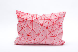 White and Red geometric pillow cover 55x40 cm, 21.6X16 ", Printed origami cushion Home decor accessory. Irad pillow
