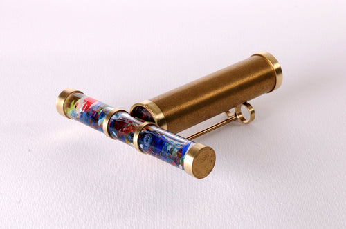 Short Oil Gold Brass Kaleidoscope, Gift for coworker, Gift Ideas