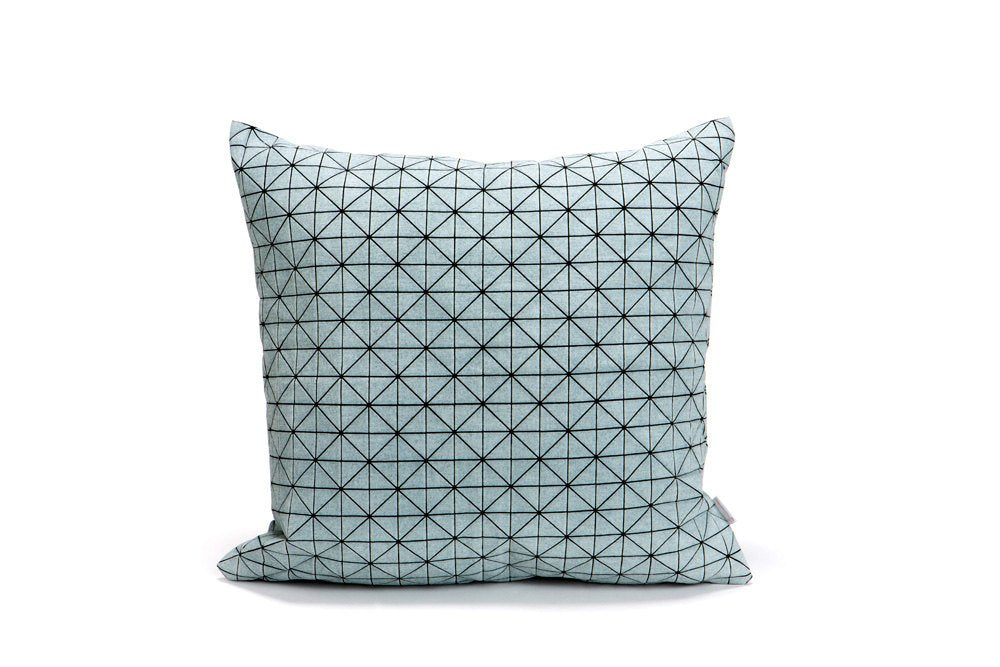Gray and Black origami geometric pillow cover 50x50 cm, 19.5X19.5 inch, Printed pillow cover Home decor accessory, Geo pillow