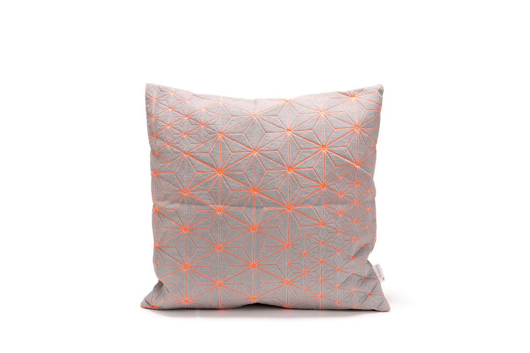 Geometric Japanese inspired decorative design, 19.7x19.7”. Removable cotton pillow cover,  Neon designer throw cushion cover, TamaraM pillow
