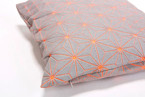Geometric Japanese inspired decorative design, 19.7x19.7”. Removable cotton pillow cover,  Neon designer throw cushion cover, TamaraM pillow