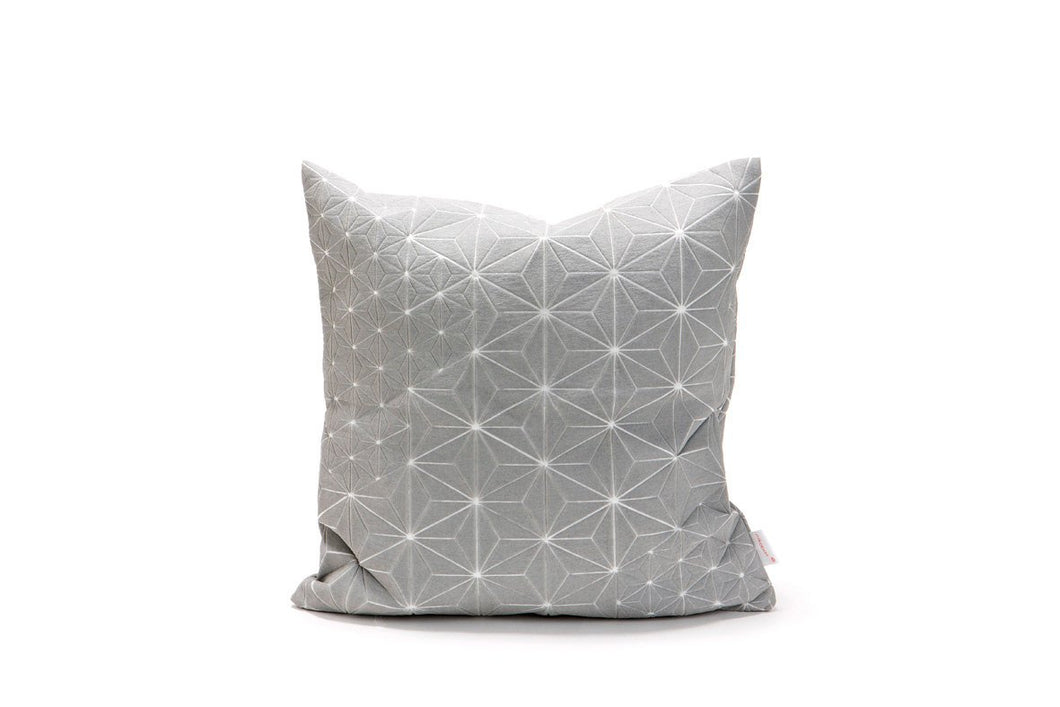 Geometric Japanese inspired decorative design, 15.7x15.7”. Removable cotton pillow cover,  Gray designer throw cushion cover, Tamara pillow