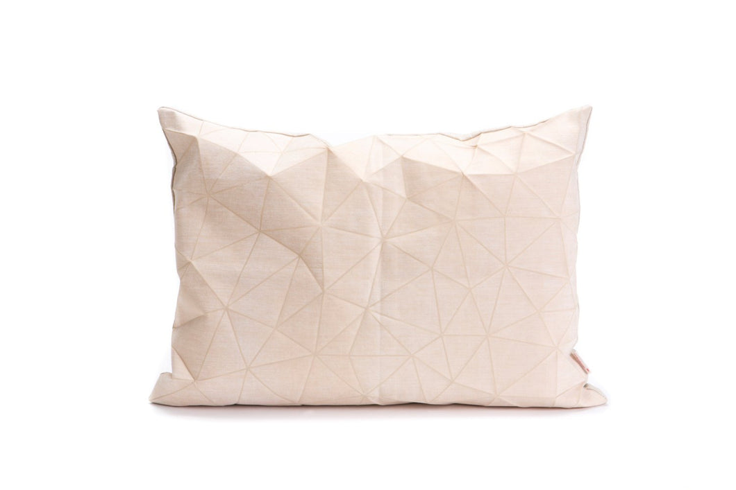 White and Beige origami throw pillow cover 55x40 cm, 21.6X16 