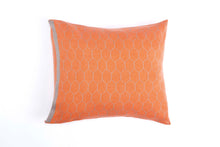 Grey and Orange knitted geometric pillow Cover 55x45 cm/ 22x18 inch, Honeycomb cushion, Modern design home decor accessory, Hive cushion
